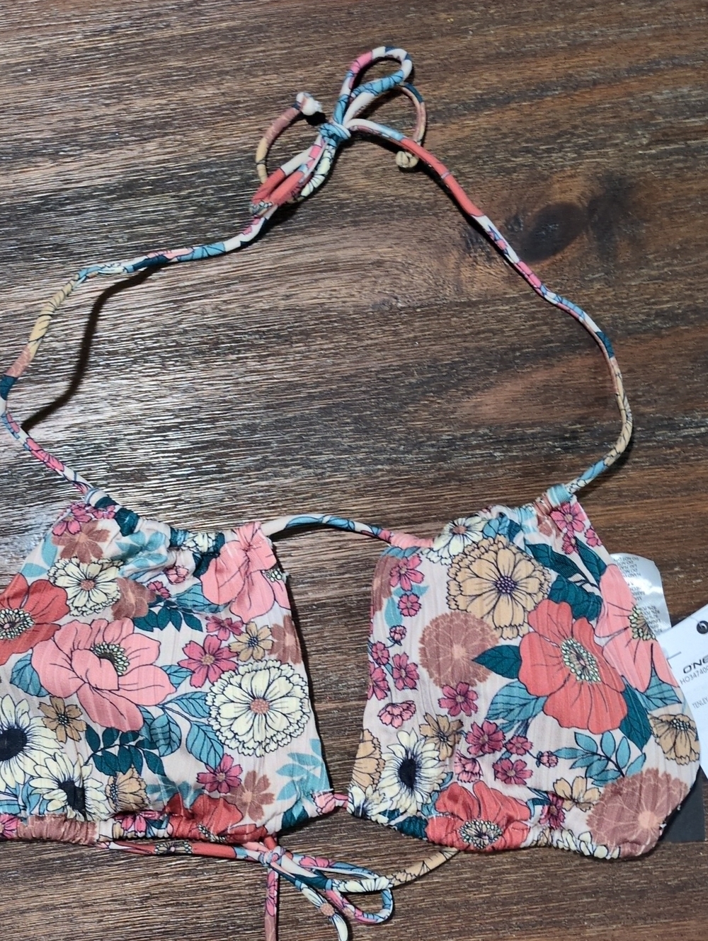 O'Neill Floral Halter Bikini Top Medium Women's
